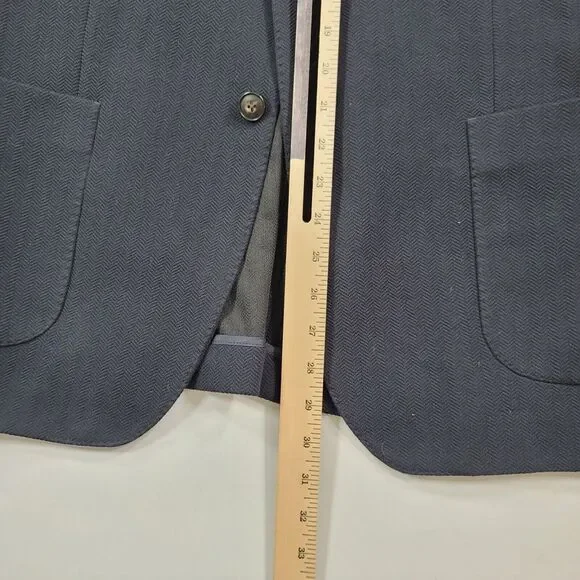 JoS A Bank Sport Coat Mens 42R 42‎ Midnight Blue Herringbone Tailored Fit 1905